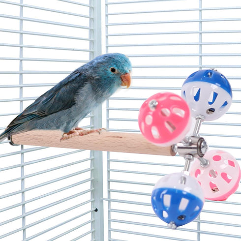 Bird Stand Perch Toy with Rotating Balls,Parakeet Stand Perch Toy for Metal Cage, Fun Toy for Parrots Cockatiels