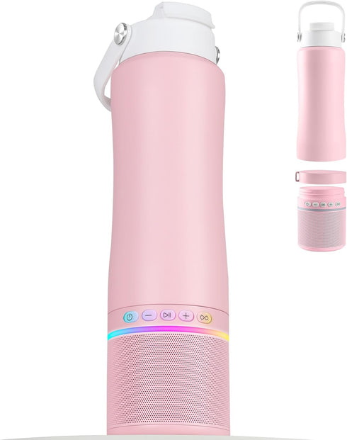 Water Bottle with Portable Bluetooth Speaker - Modular Insulated Water Bottles w/Handle,