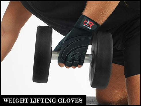 Weight Lifting Leather Padded Gloves for Men and Women Fingerless Body Building Long Wrist Support Training Gym