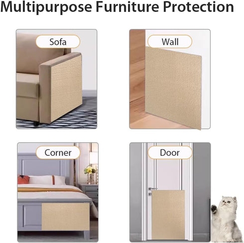 NATUYA Cat Scratcher Mat, 39.4"x15.8", Trimmable Cat Carpet Replacement for Cat Tree Shelves, Khaki