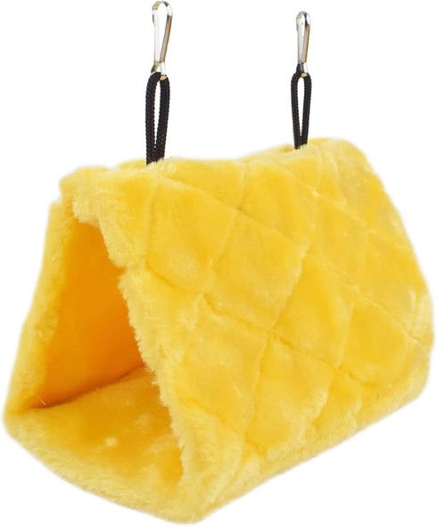 Pet Bird Nest Hammock Hanging Cave Plush Snuggle Tent Bed, Yellow (Medium 9"x 5.31"x 6.3")