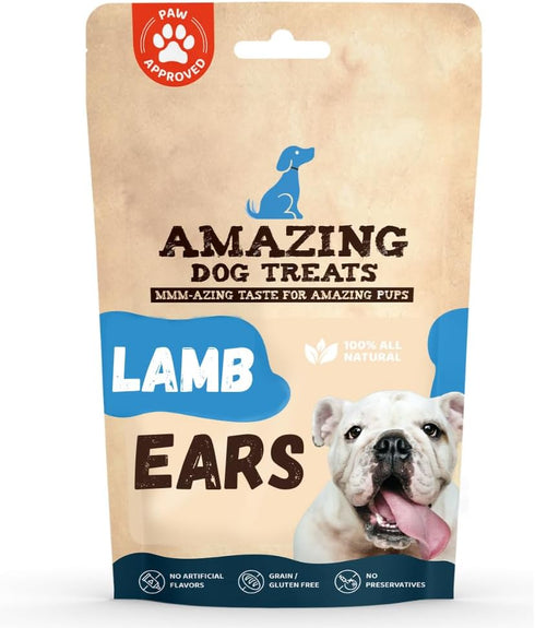 Amazing Dog Treats - Lamb Ears (10 Pcs/Pack) - Natural Chews, Rawhide Alternative, No Hide Dog Bones