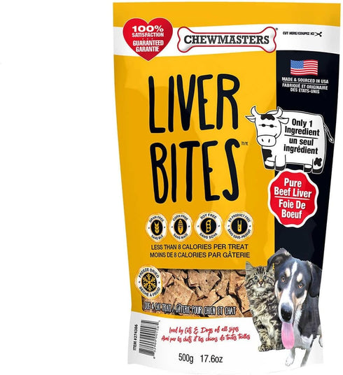 Chewmasters Beef Liver Bites Freeze Dried Dog Treats Bag, 17.6 oz (2