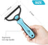 Pet Grooming Brush - 2 Sided Undercoat Rake for Deshedding and Detangling Fur for Cats and Dogs (Blue)