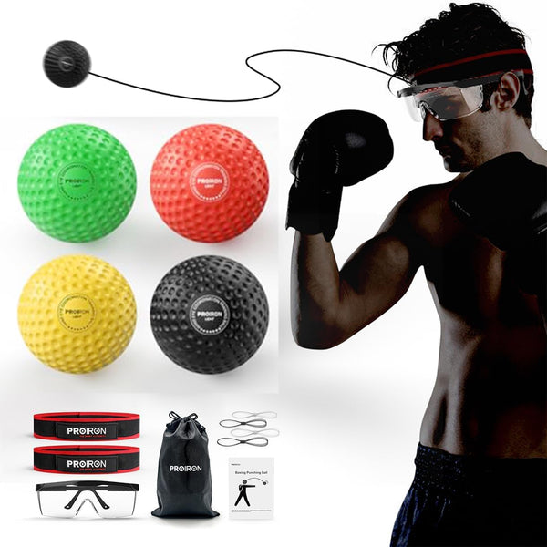 PROIRON Boxing Reflex Ball with Safety Glasses, 4 Reflex Balls, 2 Headbands for Adult/Kids Boxing Training
