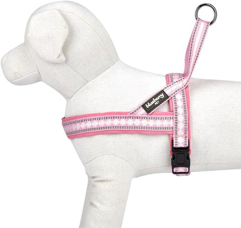 Blueberry Pet 4 Colors Soft & Comfy Reflective Jacquard Padded Dog Harness, Adjustable, Pink, Large, Chest Girth 30" -