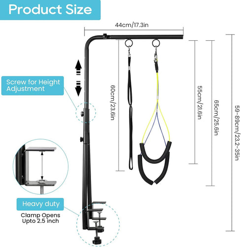 Dog Grooming Table Arm, 35" Height Adjustable with Double Clamp for Small and Medium Dogs, Grooming Loop Noose