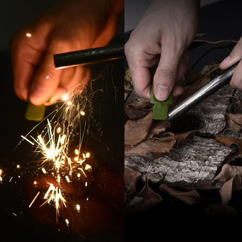 FOSTAR 5 Inch Emergency Weatherproof Flint Ferrocerium Rod Fire Starter with Whistle and Paracord Lanyard
