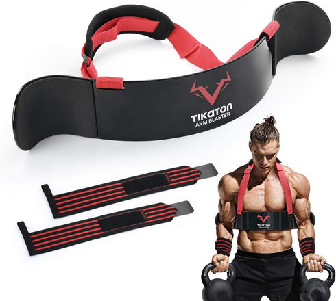 Tikaton Arm Blaster with Wrist Wraps for Biceps & Triceps, Adjustable Bicep Curl Support for Bodybuilding