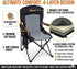 350LB EMERIT Oversized Padded Camping Chair, Heavy Duty Quad Fold Chair with Arms, Collapsible Outdoor Chairs