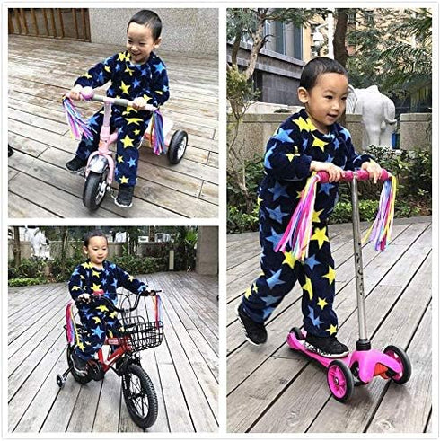 kortes 1 Pack Kids Bike Bell and 2 Pack Streamers for Children's Bike Accessories, Pink, Red, & Blue