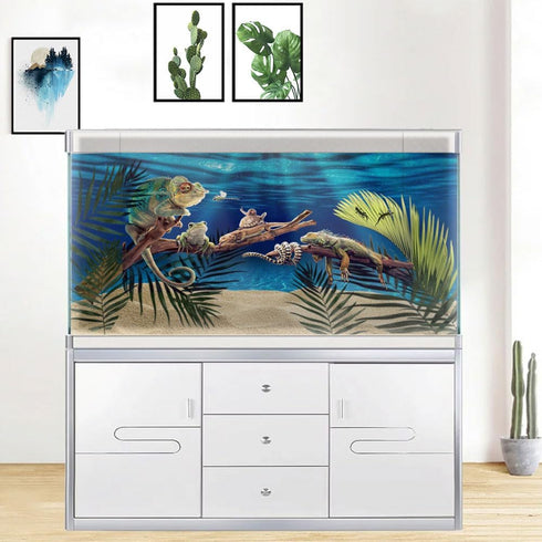 Natural Undersea Aquarium Background, 48X24IN Underwater Ocean Sunlight Fish Tank Background with Tape