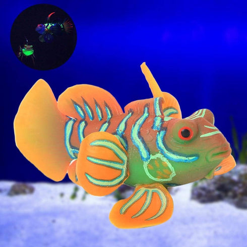 eecoo Realistic Fake Fish, Luminous Ocean Tropical Angel Fish Aquarium Ornament, Decoration for Fish Tank (Orange)