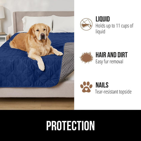 Gorilla Grip 100% Waterproof Dog Blanket, Pet Friendly Throw for Small Dogs, Washable Cover (40x50 Navy)