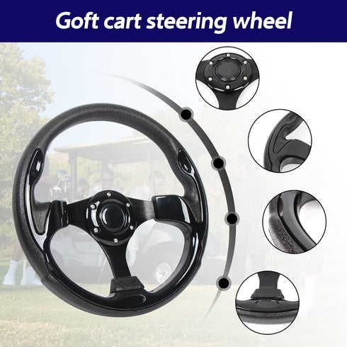 Universal EZGO Steering Wheel with Black Aluminum Frame, Fits Yamaha Club Car DS & Precedent