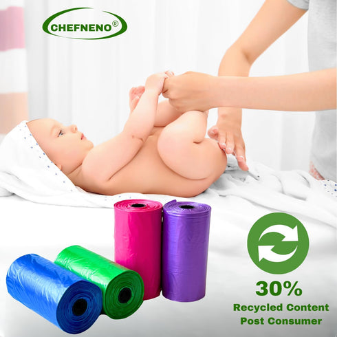 8 (104 (8 Baby Diaper Bag Disposable Refill Rolls Diaper Sacks) Dog Poop Waste Bags Cat Litter Clump & Poop Bags