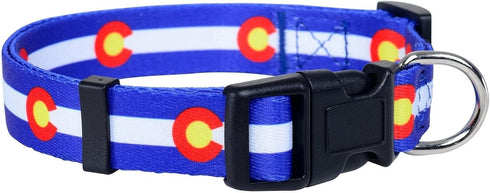 Native Pup Colorado Flag Dog Collar - Colorado Blue, Small
