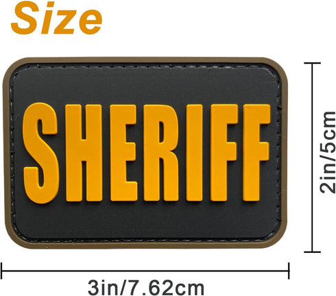 Gold Sheriff Patch for Hat with Fastener Tactical Cap 2x3 inches Molle Sheriff Tactical Vest (Black and Yellow, XS 3"x2") by uuKen