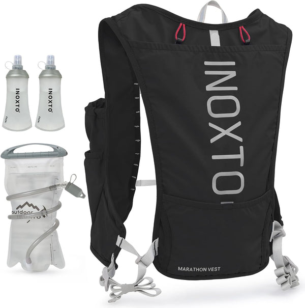 INOXTO Lightweight Running Hydration Vest Backpack, Insulated Pack with 1.5L Water Bladder Bag for Hiking Trail Running