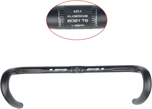 Road Bike Drop Bar, Aluminum Alloy Fixed Gear Bike Bent Handlebar, 25.4mm Clamp Diameter, 380mm