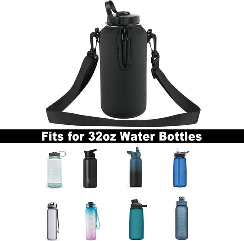 Beautyflier 2pcs 32 oz Backpack, Neoprene Sleeve for Nalgene Water Bottles, Compatible with Nalgene Wide Mouth Water