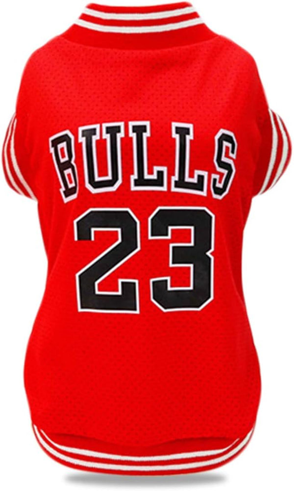 Dog Clothes Basketball Mesh T-Shirt, Pet Sportswear | Breathable Fashion Dog Shirt for Spring/Summer (Red, Small)