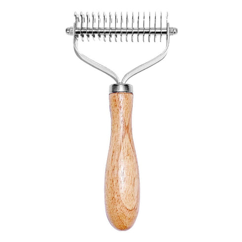 Pet Hair Removal Comb, Solid Wood Metal Brush, Bilateral Grooming Tool for Cats, Large Dogs, Small Dogs, Matting &