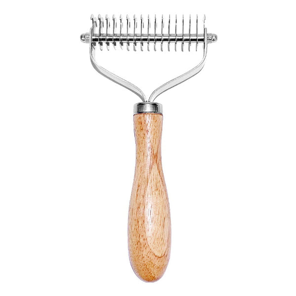 Pet Hair Removal Comb, Solid Wood Metal Brush, Bilateral Grooming Tool for Cats, Large Dogs, Small Dogs, Matting &