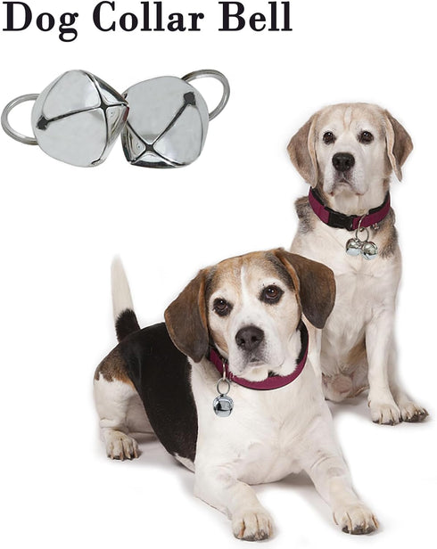 Large Handmade Metal Dog Bells - Collar Loud Bells for Pet Tracker & Training (Silver)