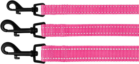 CollarDirect Nylon Dog Leash, 5ft, Heavy Duty Reflective Pet Leashes for Large, Medium & Small Dogs (L, Pink)