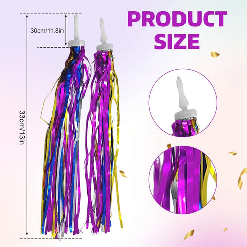 UPSTORE 2Pairs 30cm/11.8inch Long Colorful Kids Children Scooter Bike Tassel Ribbon Handlebar Streamers Pom-pom Pair