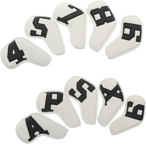 10pcs Set Toyvian Golf Club Covers Pu Leather Putter Sleeve with Colorful Gradient Numbers, Soft Inner Lining, Golf