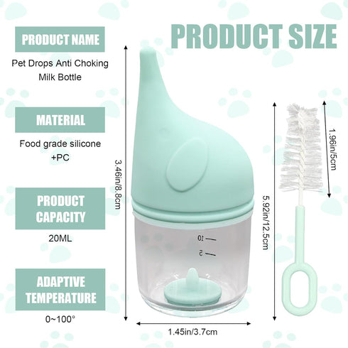 Mzario 2 Bottle(20ml) Pcs Kitten Bottle, Puppy Bottles for Nursing, Leak-Proof Squeezable Pet Feeding