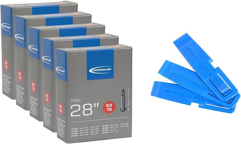 SCHWALBE Bicycle Tubes SV 15 700x18-25 Presta Valve 40mm, Super Value Bundle (Pack of 5)