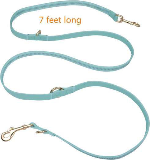 Leather Dog Collar and Leash Set, 7FT Reflective Vegan Leather with Gold Metal Buckle for Small, Medium, Large Dogs (S,