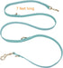 Leather Dog Collar and Leash Set, 7FT Reflective Vegan Leather with Gold Metal Buckle for Small, Medium, Large Dogs (S,