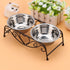 AUNMAS Elevated Dog Cat Bowls, Stainless Steel Double Food Water Bowls for Small Pets, Feeder Dishes Shelf Stand