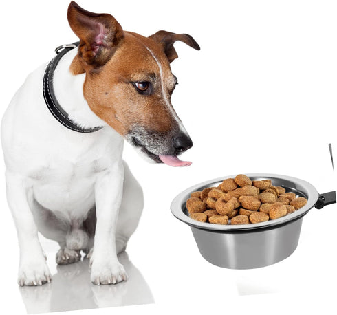 Stainless Steel Hanging Dog Bowls, Wall-Mounted Food Dispenser, Collapsible Dog Bowl Set