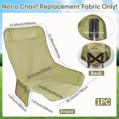 59x31.5 inch GORGECRAFT Camping Chair Replacement Fabric Oxford Cloth High Back Camp Chair Cover Yellow Green