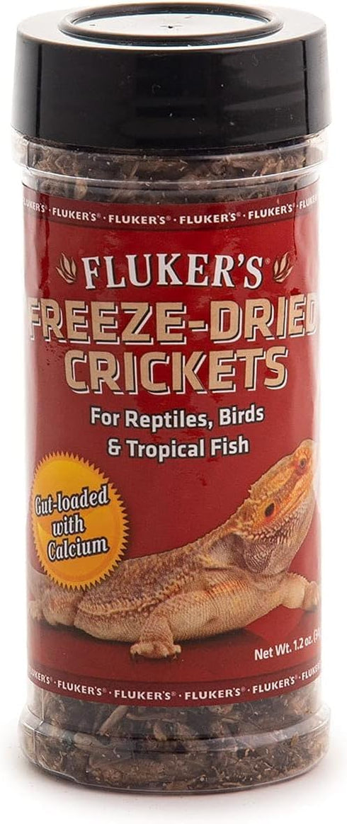 Fluker's Freeze Dried Crickets, Ideal for Reptiles, Birds, Fish, 1.2 oz, Packed with Protein