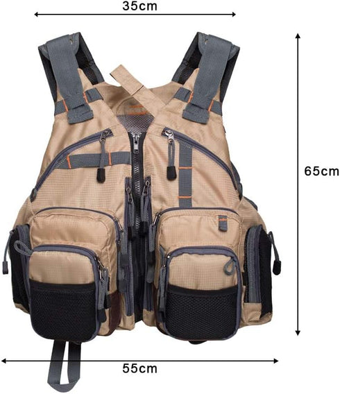 Lightweight Fly Fishing Vest with Multi Pockets - Adjustable Size Mesh Fishing Backpack for Men and Women