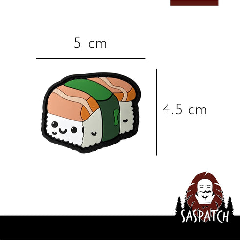 5 Piece - Salmon Nigiri, Gunkan Tobiko Roll, Maki Roll, Onigiri, Dragon Roll - Kawaii Sushi PVC Rubber Morale Patch |