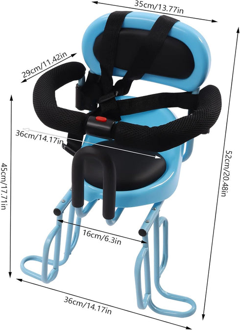 CNCEST Rear Child Bike Seat Attachment with Nonslip Handrails & Seat Cushion, Upthehill Full Fence Rear Mount Baby