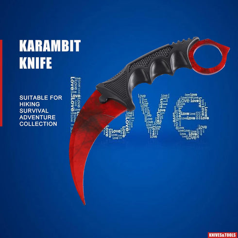 TOPOINT Karambit Knife, Stainless Steel Fixed Blade Knife for Hunting, Camping, Field Survival, Red