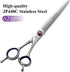 Fenice Peak 7'' Straight Dog Grooming Scissors - Purple Finger Rings, 440C Stainless Steel Pet Trimming Shears