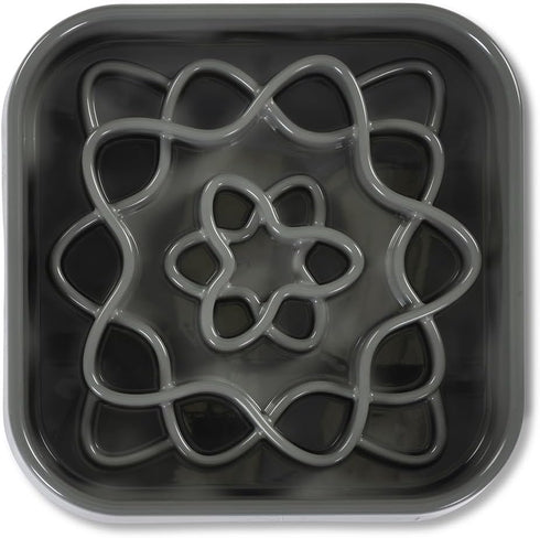 Messy Mutts Interactive Square Slow Feeder | Cool Grey (8 Cup) | 11” x 11” Square Puzzle Slow Feeder for Dogs | Enrichment Food Dish for Slow Eating, Bloating