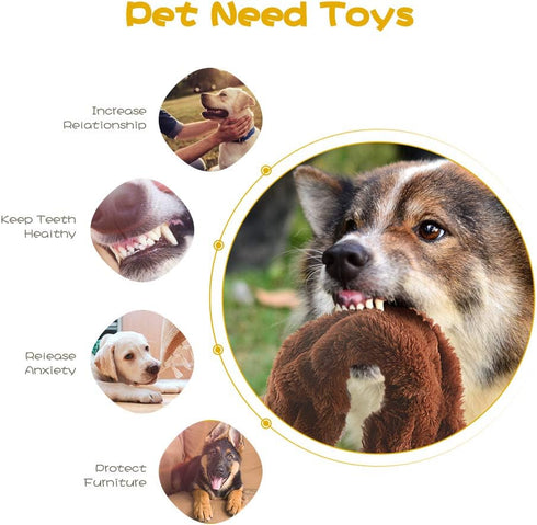 Dog Squeak Toys, No Stuffing Plush Dogs Chew Toy Bundle for Small Medium Large Breed Chewer Tough Durable Squeaky Pet