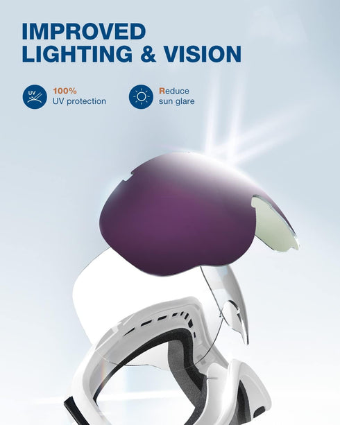 ZIONOR Lagopus B1 Ski Goggles - OTG Anti-Fog Snow Goggles, UV Protection for Men, Women, Youth
