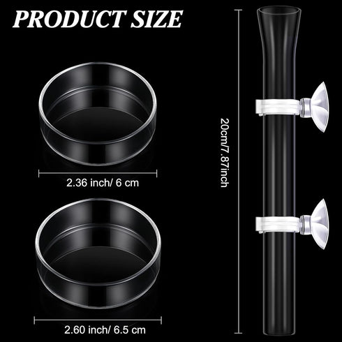 3 Pieces Shrimp Feeding Tube and Dish Set, Glass Shrimp Feeder Tube and 2 Aquarium Shrimp Feeding Dish Bowl