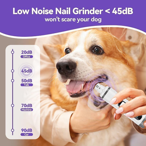Quiet-2025 Trimmer Dog Nail Grinder Release Ultra-Quiet Dog & Cat Nail Grinder with LED Light & Battery Display